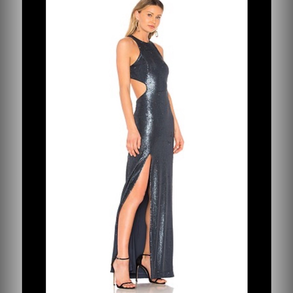 NWT Revolve Halston sz6 Elegant Sequin Gown with Side Cutouts